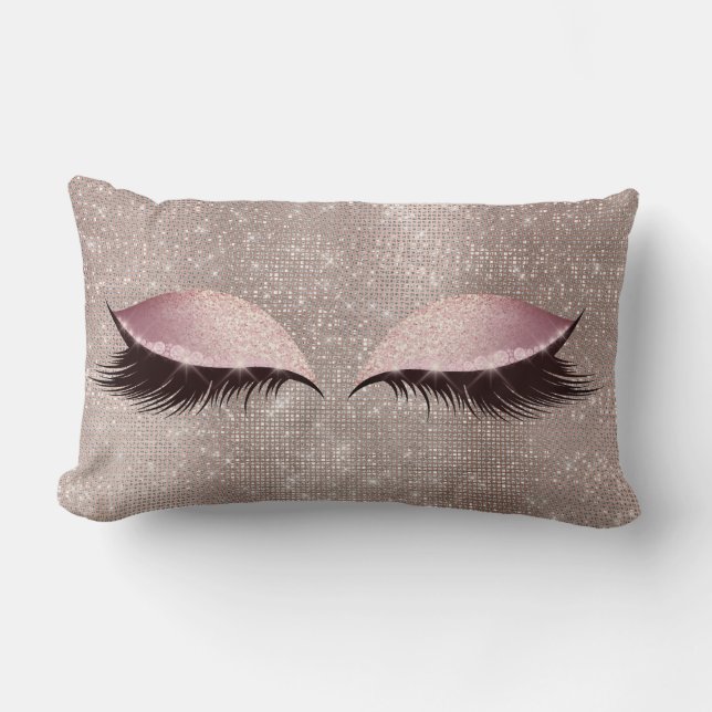  Sequin i öga, svart glasform, Glitter Lumbarkudde (Framsida)