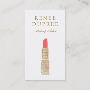 Sequin Lipstick Logotyp Makeup Artist Beauty Salon Visitkort