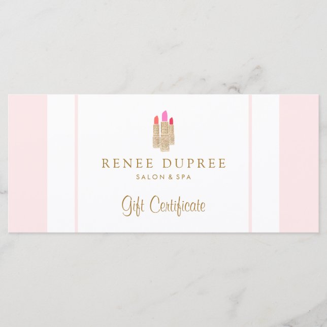 Sequin Lipstick-Logotyp Salon & Spa Gift-certifika (Framsida)