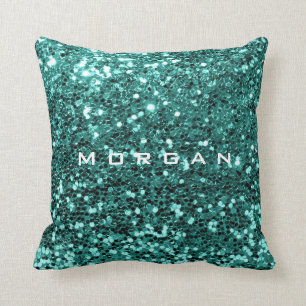 Sequin Mint Teal Aquatic glitter Namn Kudde