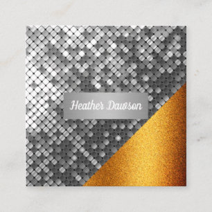 Sequin och Glitter Fyrkantigt Visitkort