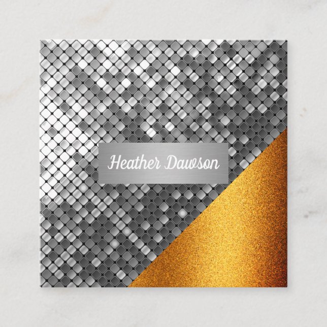 Sequin och Glitter Fyrkantigt Visitkort (Framsida)