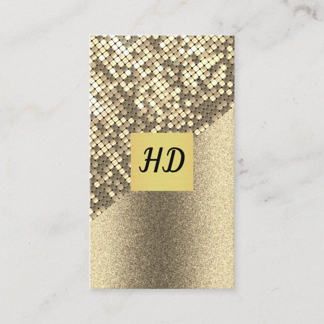 Sequin och Glitter / Guld Lux / Monogram Visitkort (Framsida)