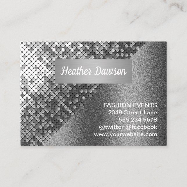 Sequin och Glitter Visitkort (Framsida)