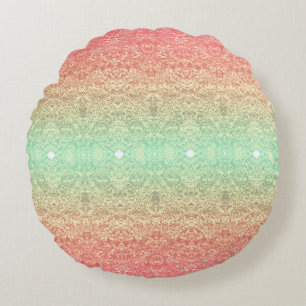 Sequin snöre mönster gradient rosa guld grönt rund kudde