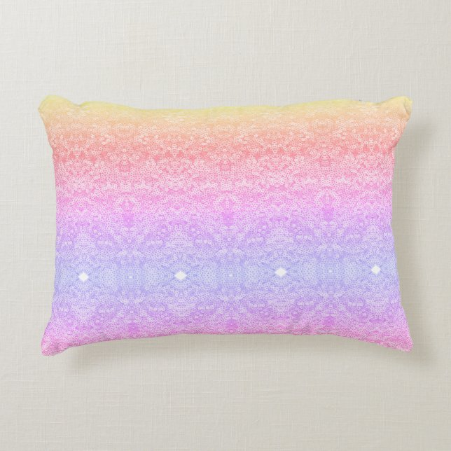 Sequin snöre stripe ombre rosa guld lila peach prydnadskudde (Framsidan)
