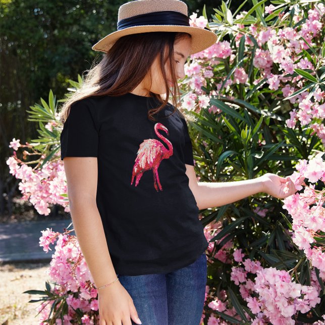 Sequin Tryckt Tropical Flamingo Girls T Shirt (Skapare uppladdad)