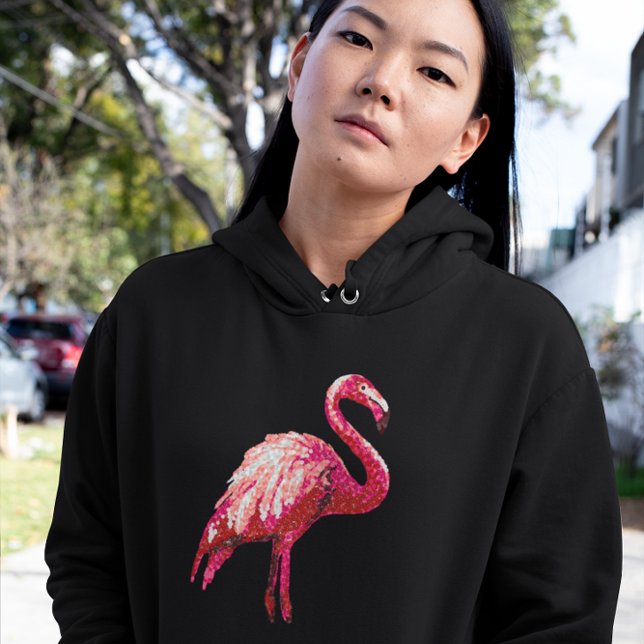 Sequin Tryckt Tropical Flamingo Women's Hoodie T Shirt (Skapare uppladdad)