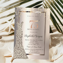 Sequins Dress Confetti Ivory 75:e födelsedag Inbjudningar