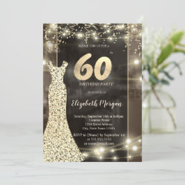 Sequins Dress String Lights 60th Birthday Inbjudningar