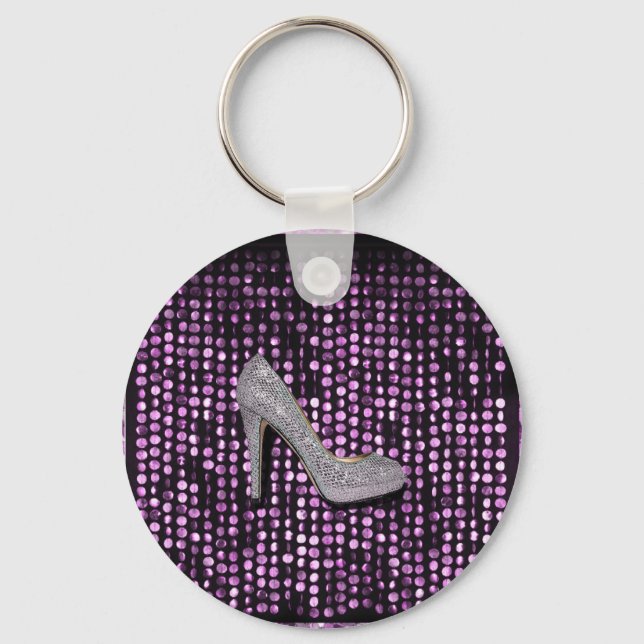 Sequins High Heel Share lila silver Nyckelring (Framsida)
