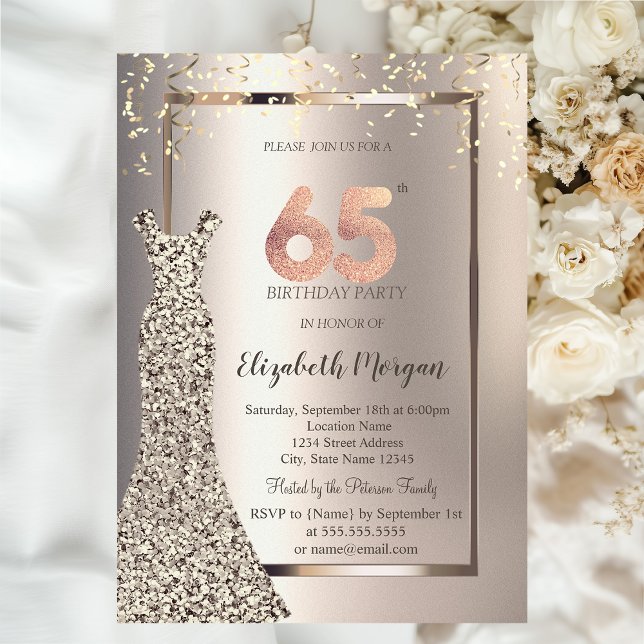 Sequins Klänning Konfetti Elfenben 65-årsdag Inbjudningar (Skapare uppladdad)
