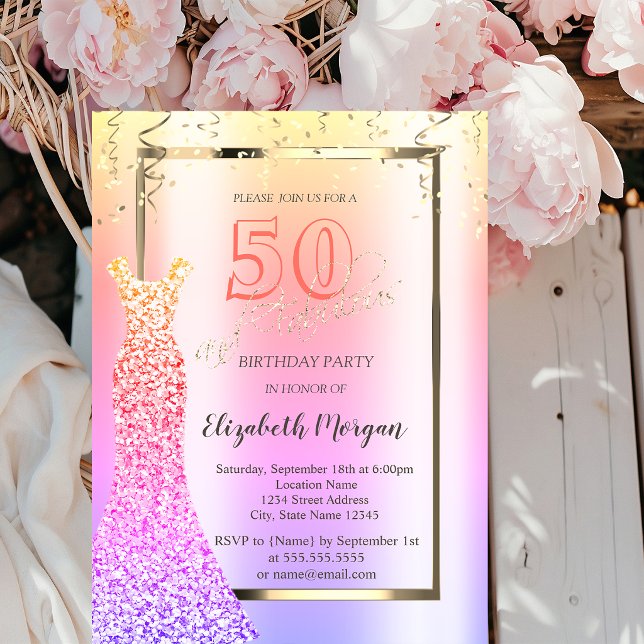 Sequins Klänning Ombre 50-årsdag  Inbjudningar (Skapare uppladdad)