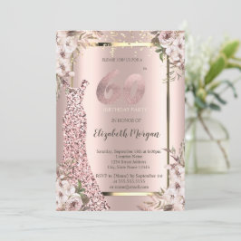 Sequins Klänning Rosa Blommor 60-årsdag Inbjudningar
