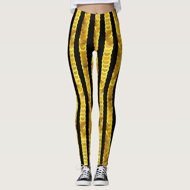 Sequins mönster, pärlor, rinestoner, 3D mode. Leggings (Framsida)