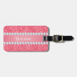 Sequins och diamanter för Faux rosa Bagagebricka