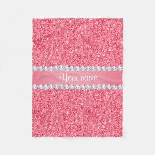 Sequins och diamanter för Faux rosa Fleecefilt