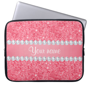 Sequins och diamanter för Faux rosa Laptop Sleeve