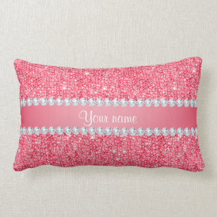 Sequins och diamanter för Faux rosa Lumbarkudde