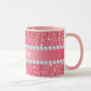 Sequins och diamanter för Faux rosa Mugg