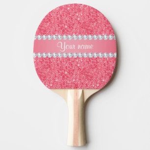 Sequins och diamanter för Faux rosa Pingisracket