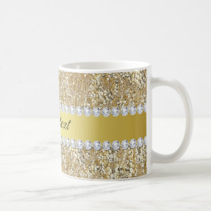 Sequins och diamanter för glamorös Faux guld- Kaffemugg