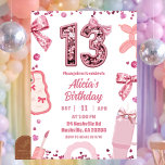 Sequins Pink Bow teenager Birthday Inbjudningar<br><div class="desc">Sequins Pink Coquette Bow 13 Aesthetic Teenager Birthday Invitation,  Bling Girl Birthday Invite,  Editable Teens Birthday Party</div>