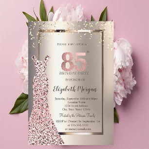 Sequins Roséguld Klänning Elfenben 85-årsdag Inbjudningar