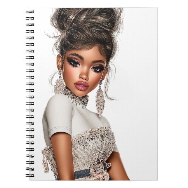 Sequins & Sculpted Glam Girl Spiral Photo Notebook Anteckningsbok (Framsidan)