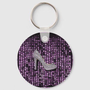 Sequinskickhälet skor lilasilver nyckelring