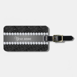 SequinsSparkles och diamanter för Faux svart Bagagebricka