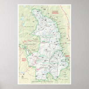 Sequoia & Kung Canyon karta poster