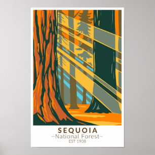 Sequoia National Forest California Vintage Poster