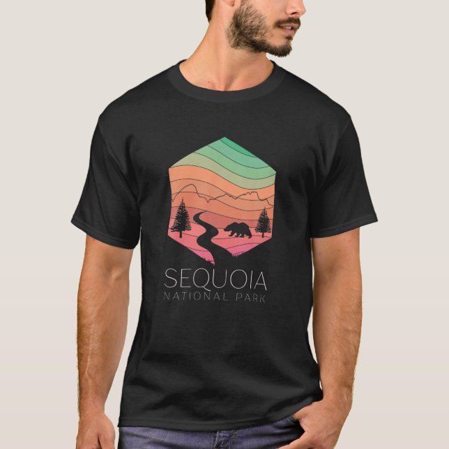 Sequoia National Park California Forest Retro Camp T Shirt (Framsida)