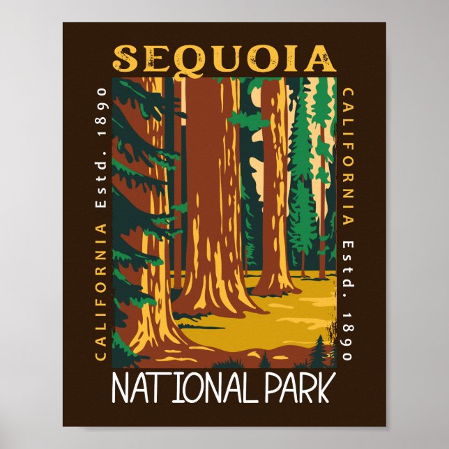 Sequoia National Park California Retro Distress Poster (Framsidan)