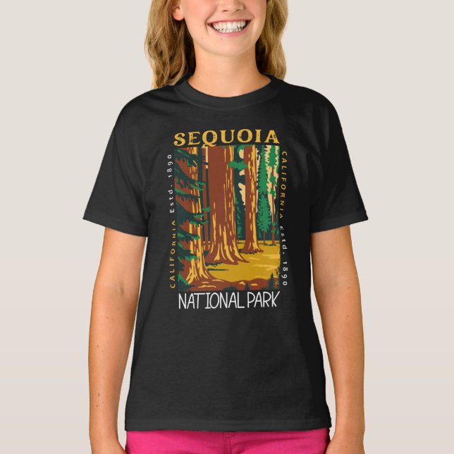 Sequoia National Park California Retro Distress T Shirt (Framsida)