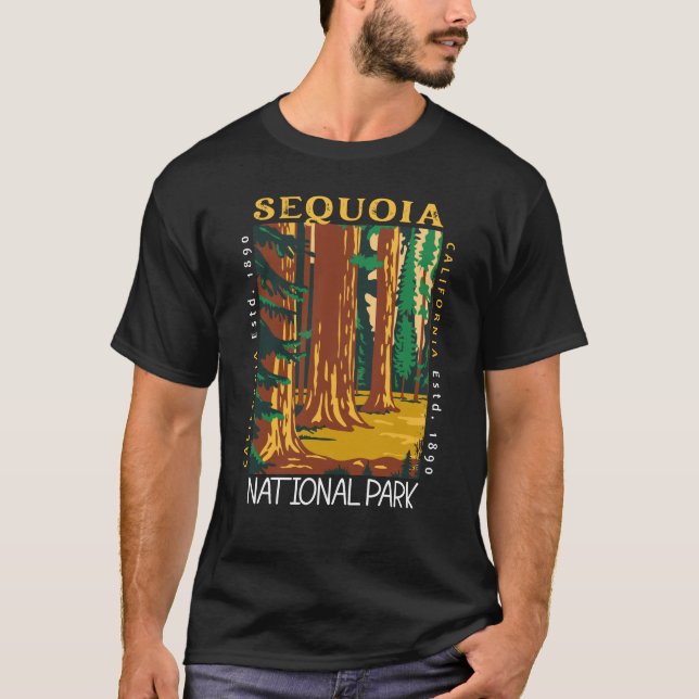 Sequoia National Park California Retro Distress T Shirt (Framsida)