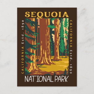 Sequoia National Park California Retro Distress Vykort