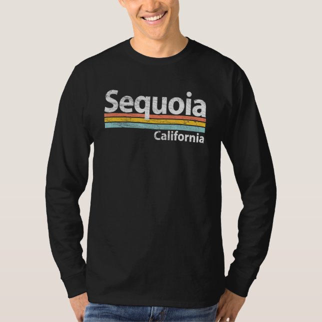 Sequoia National Park California Retro Rand T Shirt (Framsida)