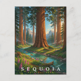 Sequoia National Park California Skog Resa Vykort