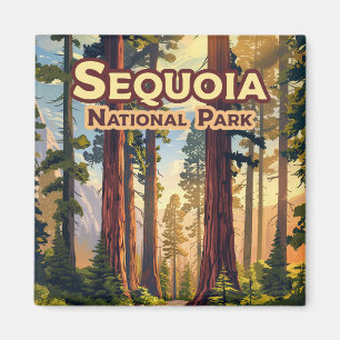 Sequoia National Park California Träd Retro Magnet