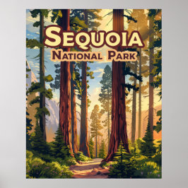 Sequoia National Park California Träd Retro Poster