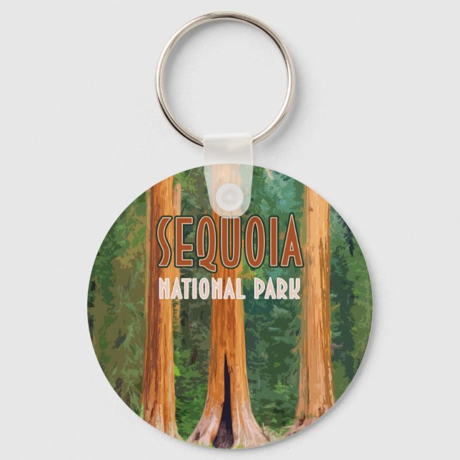Sequoia National Park California Vintage Nyckelring (Framsida)