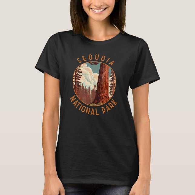 Sequoia National Park Illustration Distress T Shirt (Framsida)