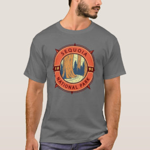 Sequoia National Park Illustration Retro Compass T Shirt