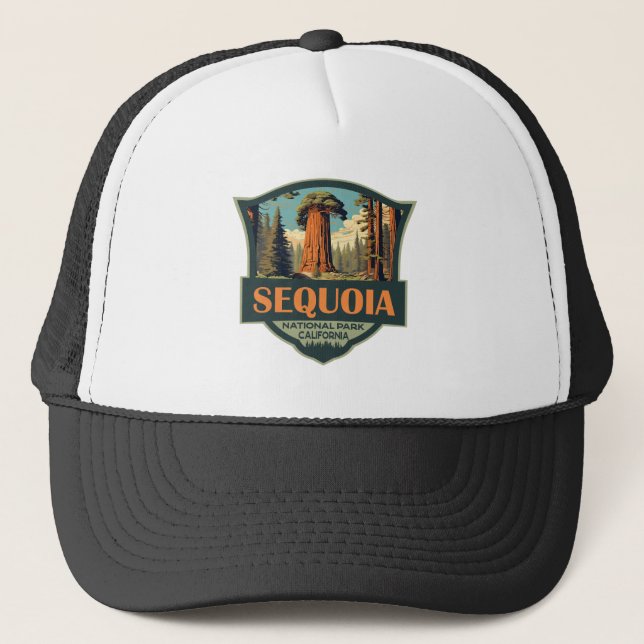 Sequoia National Park Illustration Retro Keps (Framsida)