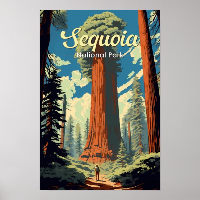Sequoia National Park Illustration Retro Poster (Framsidan)