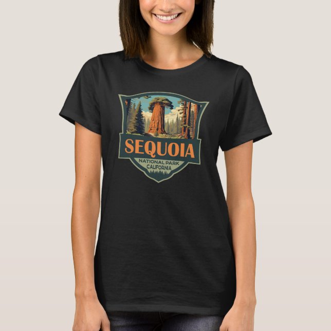 Sequoia National Park Illustration Retro T Shirt (Framsida)