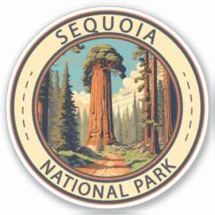 Sequoia National Park Illustration Travel Art Klistermärken