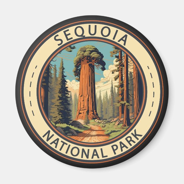 Sequoia National Park Illustration Travel Art Magnet (Framsidan)